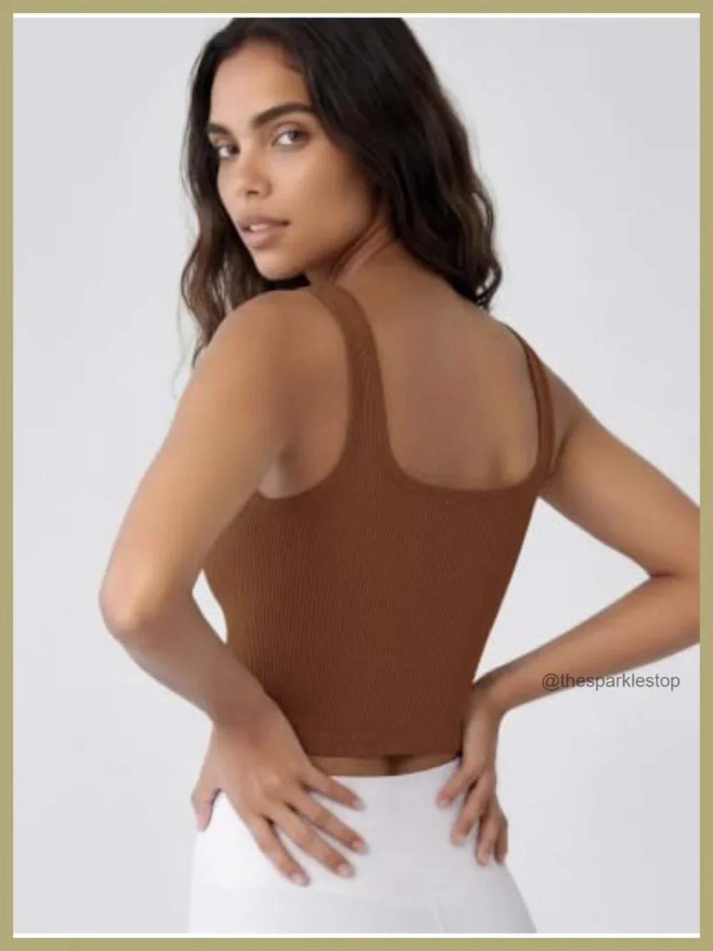 Seamless Square Neck Crop Tank Rib Knit Low Back Yoga Top 3-Pack